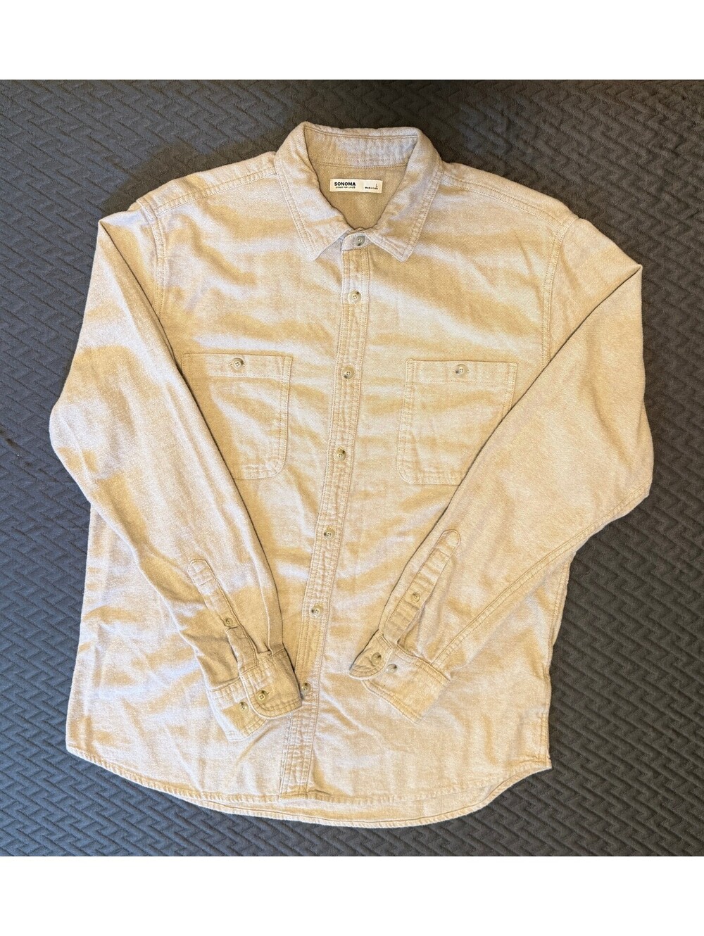 Sonoma Beige Button-Up Shirt Large